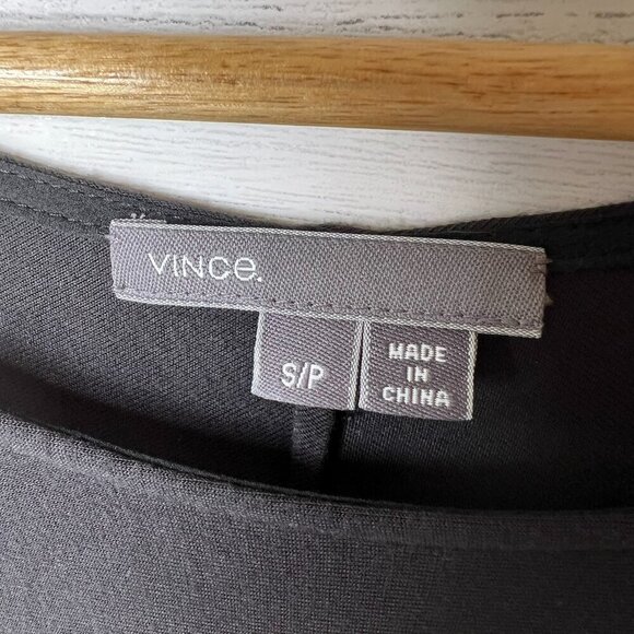 Vince Top Womens Size S/P Black Long Sleeve Silk Blend Minimalist Leisurewear - Picture 2 of 15